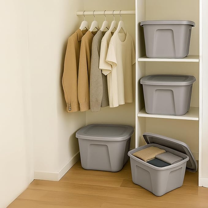 HOMZ 8-Pack Durable Molded Bin, Plastic Storage Containers - Image 9