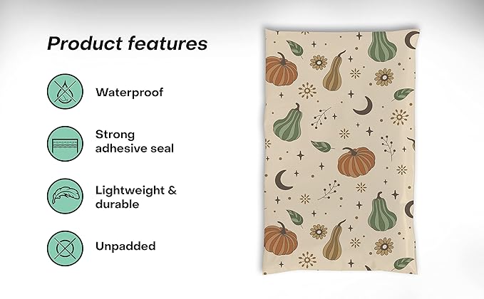 6x9 Poly Mailers – Autumn Pumpkins – Waterproof, Tear-Resistant Shipping Bags - Image 4