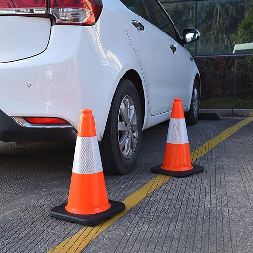 Fluorescent Orange/Green PVC Traffic Cones, Heavy Black Base Parking Lot Cone - Image 7