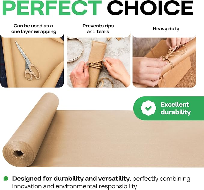 12" x 1200" Brown Kraft Paper Roll - Image 4