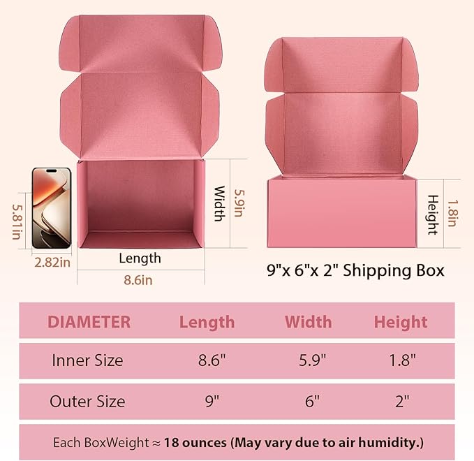 9x6x2 inches Shipping Boxes Set of 25, Small Corrugated Cardboard Box, - Image 3