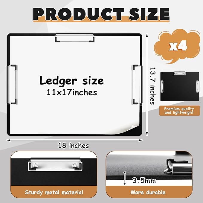 Tenceur 4 Pcs Extra Large 11x17 Clipboard - Image 2