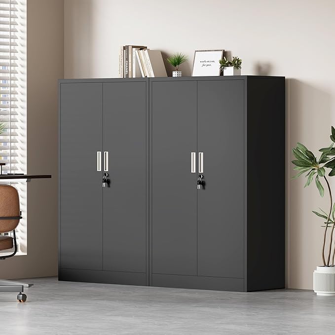 Metal Storage Cabinet with Locking Doors and 3 Adjustable Shelves, Lockable - Image 7
