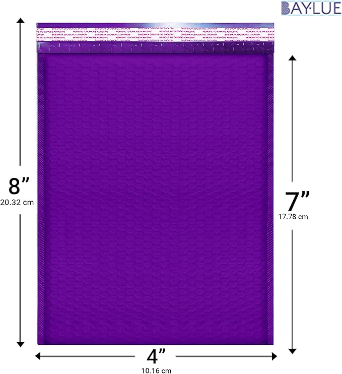Purple Small Bubble Mailers 4x8 Inch #000 | Thick Padded Poly Mailer Envelopes - Image 2