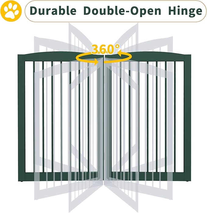 Freestanding Pet Gate for Dogs, Indoor Wooden Dog Gate for House, Foldable Dog - Image 5