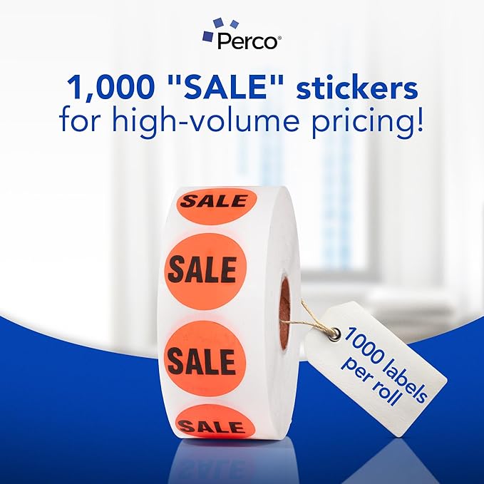 Perco Fluorescent Red 1-Inch Circle Promotional Sale Stickers — 1, 000 Labels - Image 3