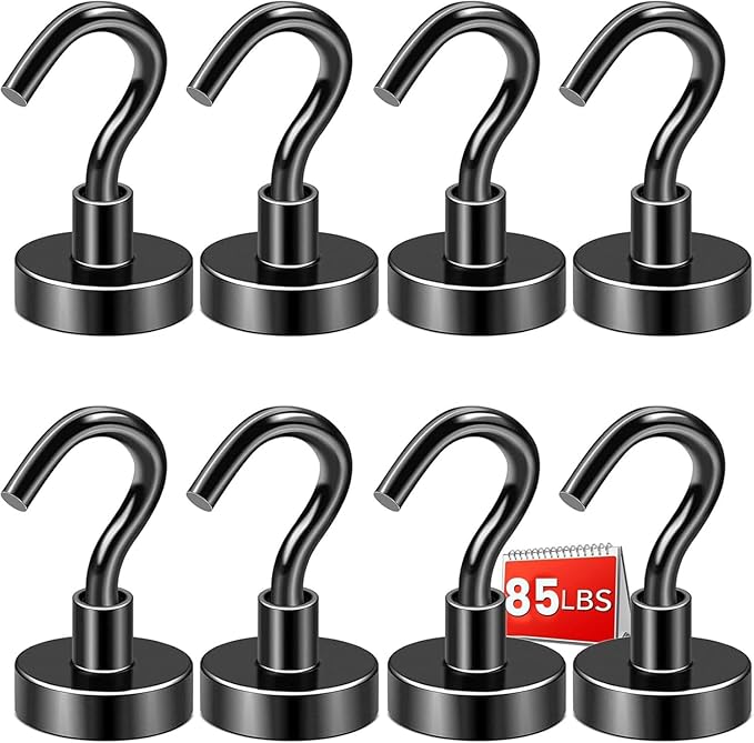 DIYMAG Black Magnetic Hooks, 85 LB Heavy Duty Strong Magnets by DIYMAG