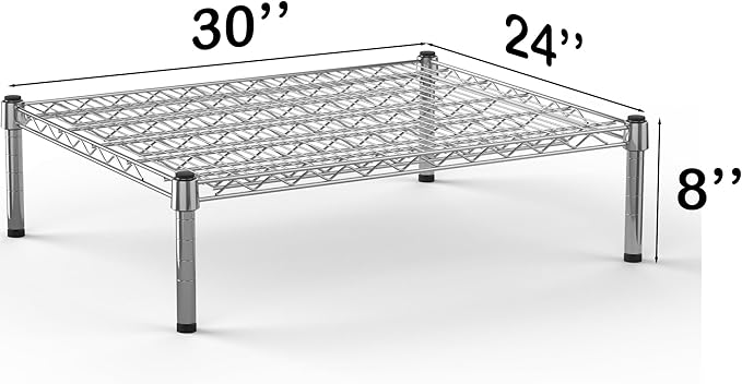 24''W x 30''L x 8''H Chrome Plated Wire Dunnage Rack | Off The Floor Storage - Image 3