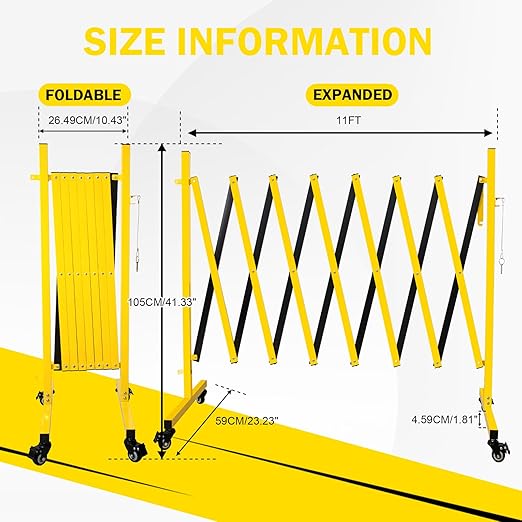 11 Traffic Barricade with Casters, Metal Expandable Barricade, Folding Security - Image 4