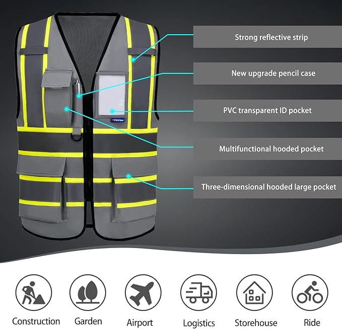 AYKRM Custom Logo Personalised Printed High Visibility Reflective 2 two tone - Image 5