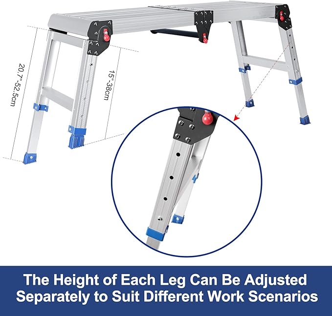 Foldable Aluminum Work Platform, 12.7 lb, Easy-Installation, Capacity of 500 lbs - Image 4