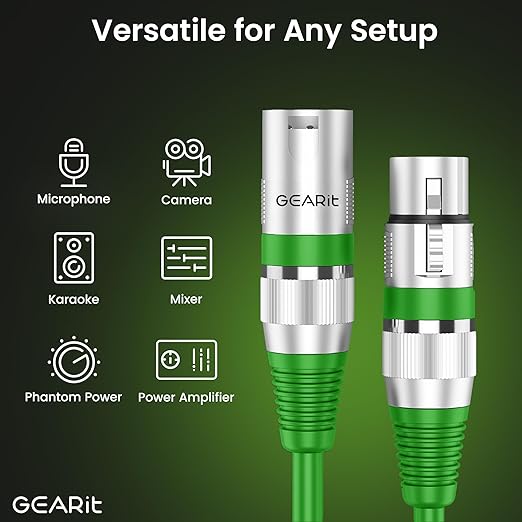 GEARit XLR Male to Female Microphone Cable 3-Pin Balanced Shielded Mixer - Image 3