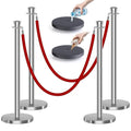 kaiyomi 4Pcs Stanchions with Red Velvet Ropes Set, 5 Feet Velvet Ropes and by KaiyomiCrowdControlSeries