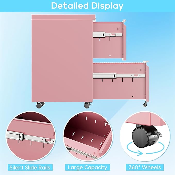 Aobabo 2 Drawer File Cabinet - Image 7