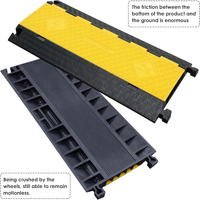 Rubber Cable Protector Ramp, Heavy Floor Cable Wire Cord Cover Speed Bumps - Image 9