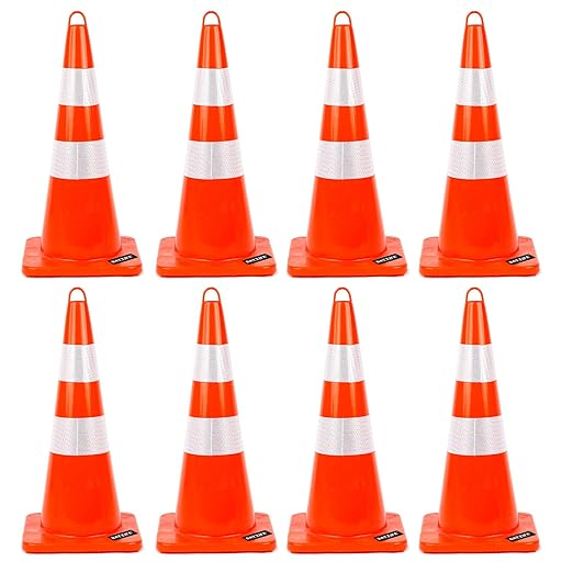 BATTIFE 28 Inches Traffic Safety Cones | 8 Pack | PVC Cone - Image 8