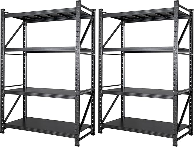 Set of 2 Storage Shelves, 48” Wide Heavy Duty Garage Shelving Units, 4 Tiers by AFAIF