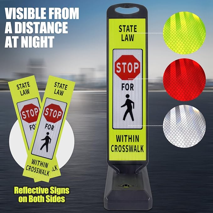 2 Pack 43" x 9.6" inch Double Sided Pedestrian Crosswalk Sign, 21.8" x 9.6" x - Image 4