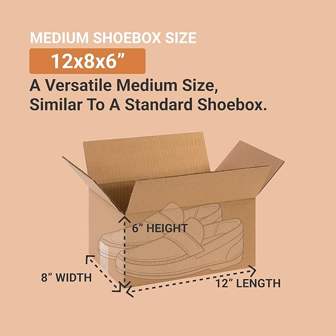 AVIDITI 12 x 8 x 6 Corrugated Cardboard Boxes, Small 12"L x 8"W x 6"H, Storage - Image 3