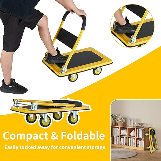 Foldable Push Cart Dolly, Heavy Duty Flat Bed Cart - Image 5