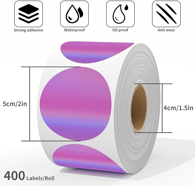 MFLABEL 2" Round Holographic Thermal Labels - Image 2