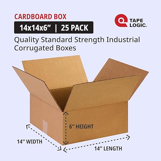 TAPE LOGIC 14 x 14 x 6 Corrugated Cardboard Boxes, Flat 14"L x 14"W x 6"H - Image 2