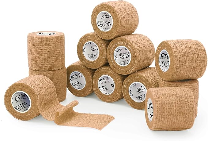 OK TAPE Self Adherent Cohesive Bandages Wrap 12Packs, 2 Inches X 5 Yards by OKTAPE