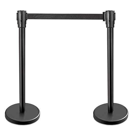 New Star Foodservice 54590 Stanchions, 36-Inch Height, 6.5-Foot Retractable Belt by NewStarFoodservice