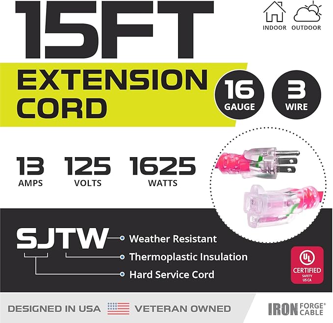 Iron Forge Cable Weatherproof 15 Ft Outdoor Extension Cord - Image 2