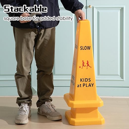 10 Pack Slow Down Kids at Play Cones 26.38 Inch Slow Kid at Play Safety Signs - Image 4