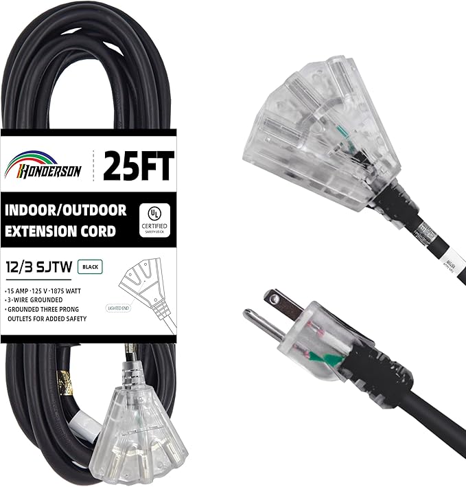 3-Outlets Indoor Outdoor Extension Cord Weatherproof by HONDERSON