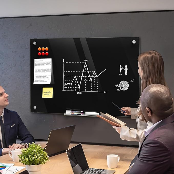 MaxGear Glass Whiteboard 36x24 Inches Wall Mounted, Magnetic Black Dry Erase - Image 6