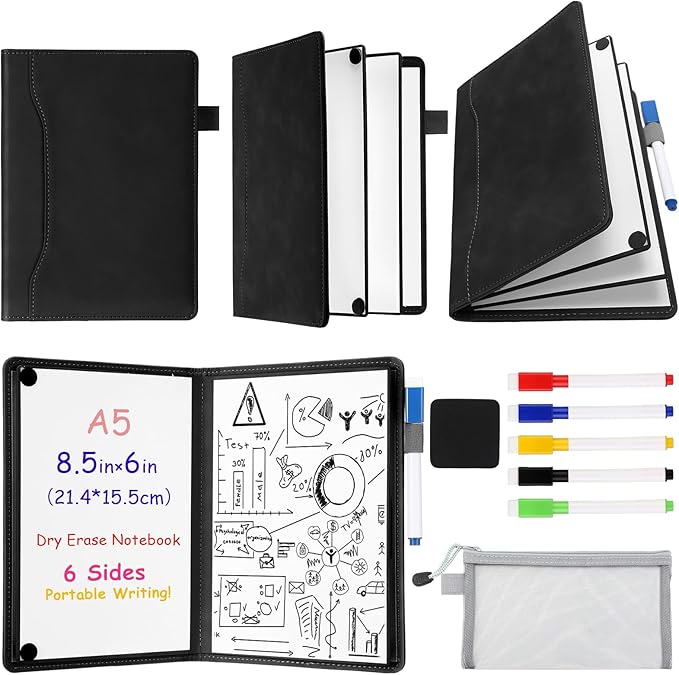 6 Sides Whiteboard Notebook Portable Whiteboard Dry Erase Notebook Portable Dry by Feifeiya