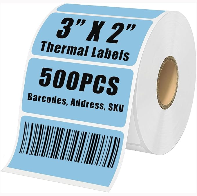 3" x 2" Thermal Labels Stickers Blue, Thermal Printer Thermal Shipping Stickers by BriCabel