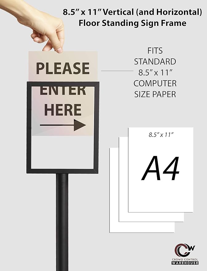 Crowd Control Warehouse Pedestal Standing Floor Sign Frame - Image 4