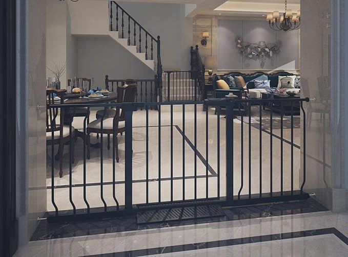 Extra Wide Baby Gate Tension Indoor Safety Gates Black Metal Large Pressure by COSENDBABYGATE