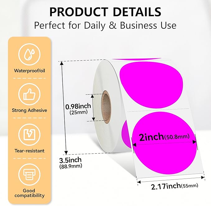 2 inch Dot Stickers Labels Circle Garage Sale Sticker 750Pcs Round Thermal - Image 3