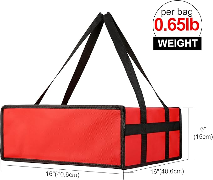 Bodaon Insulated Food Delivery Bag 16" x 16" x 6" – Compact Pizza Bag Holds Up - Image 2