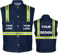 YOWESHOP Men's Reflective Safety Denim Vest，Custom Safety Outdoor Denim Work by YOWESHOP