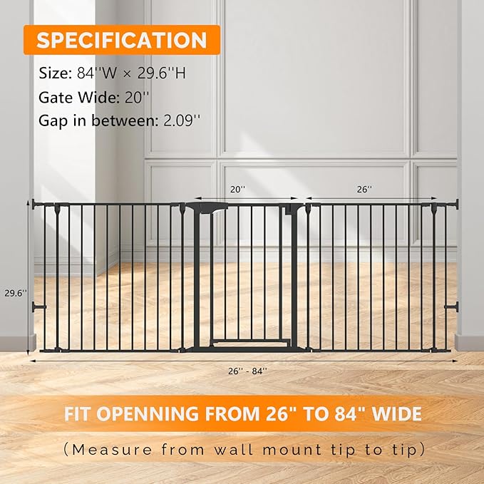 Bonnlo Baby Safety Gate, 82-Inch Configurable Walk-Through Fence - Image 6