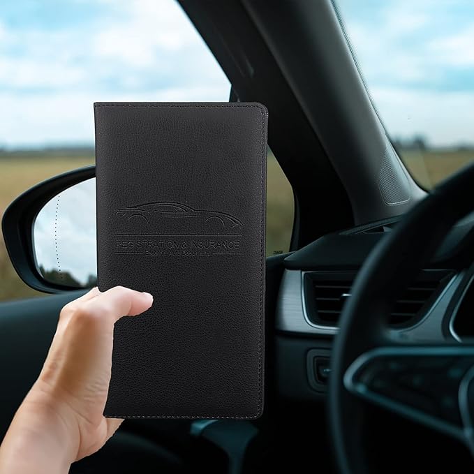 Car Registration and Insurance Holder, Premium Pu Leather Vehicle Glove Box - Image 5