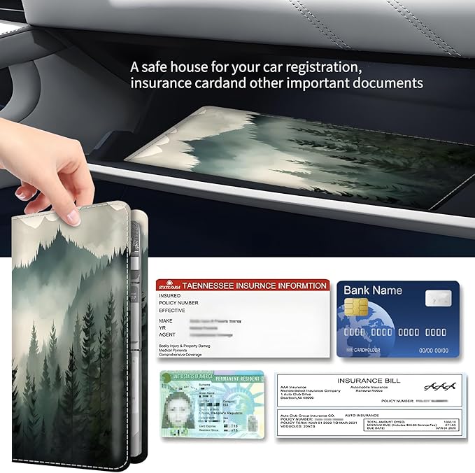 Premium Car Registration and Insurance Card Holder, Cute PU Leather Car - Image 3