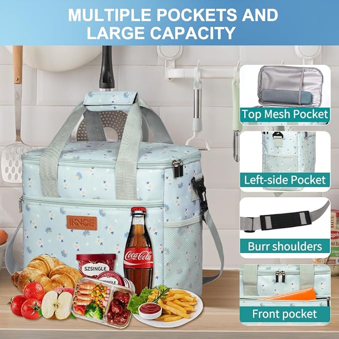 Iknoe Large Cooler Bag Collapsible 24 Can Insulated Bags Leakproof Lunch Cooler - Image 4