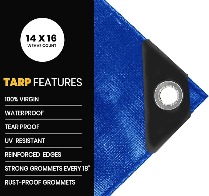 PROTARP Extra Heavy Duty 16 Mil Tarp Cover, Waterproof, UV Resistant, Rip and - Image 4