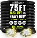 75ft Outdoor/Indoor Extension Cord 14/3 Gauge Heavy Duty 3 Prong SJTW, by LifeSupplyUSA