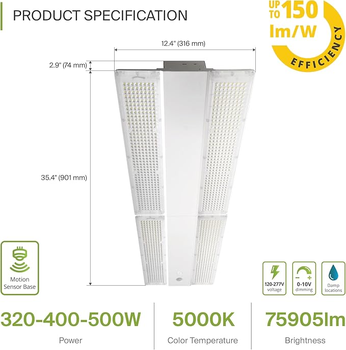 ASD LED Linear High Bay Light Fixture, Commercial Shop Lighting | Dimmable - Image 2