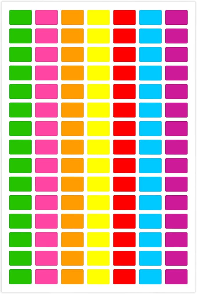 PARLAIM Pack of 1575 Square Color Coding Labels, 1/2" x 3/4" Rectangular by PARLAIM