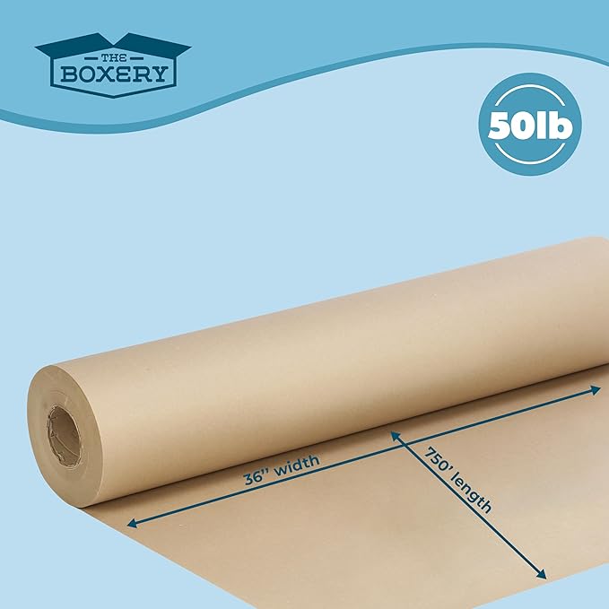 The Boxery Kraft/Brown Kraft Paper Roll, 36” x 9000”-50lb. Thickness, Heavy - Image 4