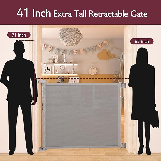 Retractable Baby Gate, Momcozy Extra Wide Mesh Baby Gates - Image 2
