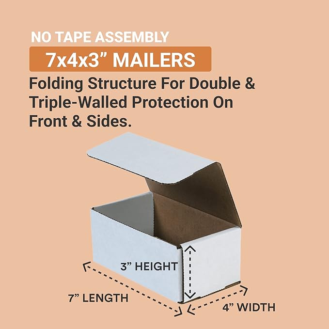 AVIDITI Shipping Boxes Small 7"L x 4"W x 3"H, Moving and Storage - Image 2